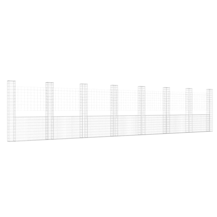 VidaXL Schanskorf U-vormig met 8 palen 860x20x200 cm ijzer