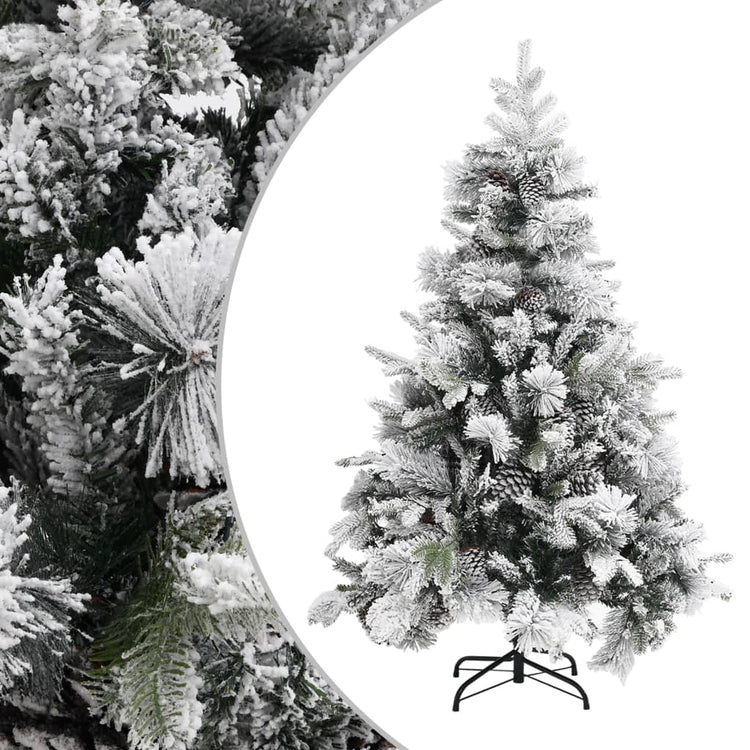 Vidaxl kerstboom met dennenappels en sneeuw 150 cm pvc en pe