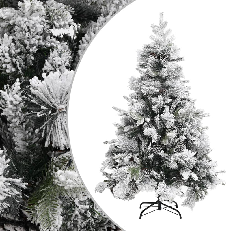 Vidaxl kerstboom met dennenappels en sneeuw 150 cm pvc en pe