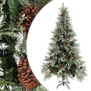 Vidaxl kerstboom met dennenappels 225 cm pvc en pe groen en wit - afbeelding 1