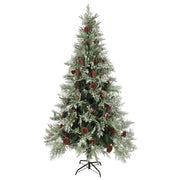 Vidaxl kerstboom met dennenappels 225 cm pvc en pe groen en wit - afbeelding 2