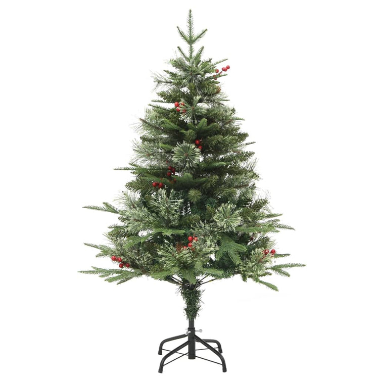 VidaXL Kerstboom met LED en dennenappels 150 cm PVC en PE groen