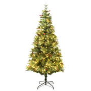 VidaXL Kerstboom met LED en dennenappels 225 cm PVC en PE groen - afbeelding 2