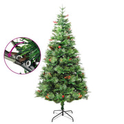 VidaXL Kerstboom met LED en dennenappels 225 cm PVC en PE groen - afbeelding 3