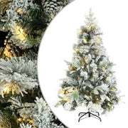 VidaXL Kerstboom met LED en dennenappels en sneeuw 150 cm PVC en PE - afbeelding 1