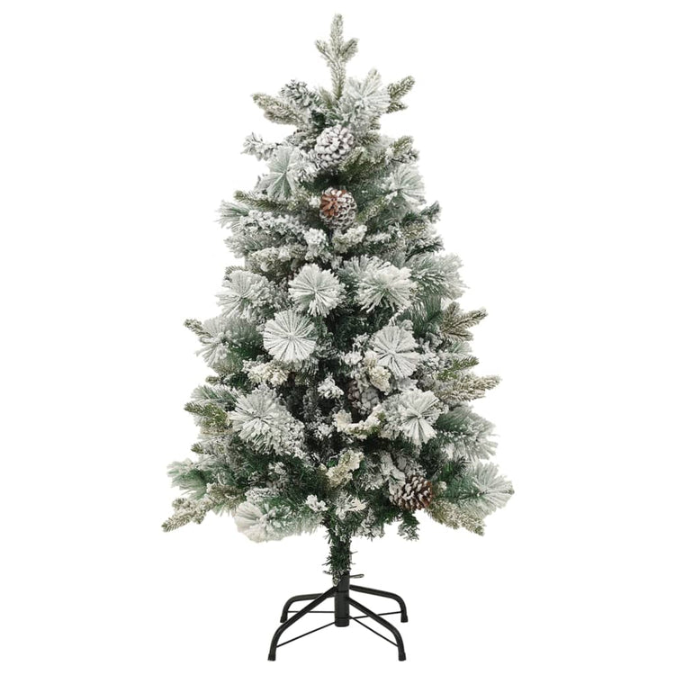 VidaXL Kerstboom met LED en dennenappels en sneeuw 150 cm PVC en PE