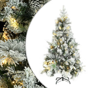 Vidaxl kerstboom met led en dennenappels en sneeuw 195 cm pvc en pe - afbeelding 1