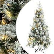 Vidaxl kerstboom met led en dennenappels en sneeuw 225 cm pvc en pe - afbeelding 1