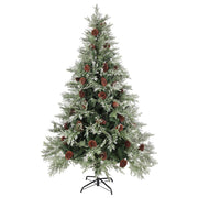 VidaXL Kerstboom met LED en dennenappels 120 cm PVC en PE groen en wit - afbeelding 2