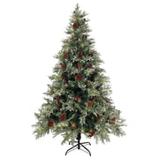 VidaXL Kerstboom met LED en dennenappels 120 cm PVC en PE groen en wit - afbeelding 3