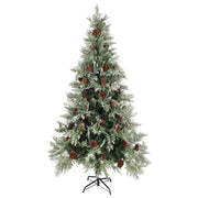 Vidaxl kerstboom met led en dennenappels 225 cm pvc en pe groen en wit - afbeelding 2