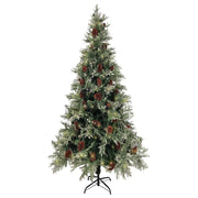 Vidaxl kerstboom met led en dennenappels 225 cm pvc en pe groen en wit - afbeelding 3