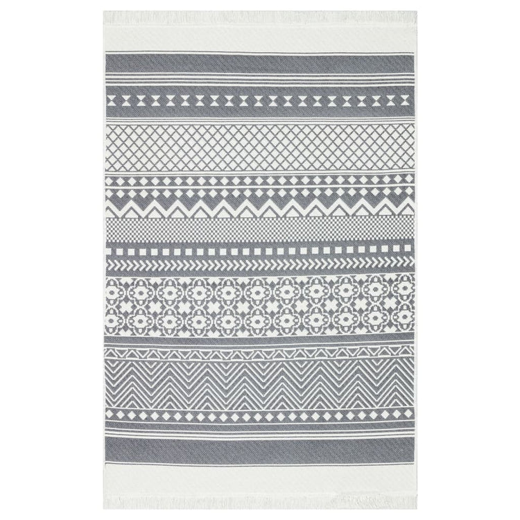 Vidaxl vloerkleed 160x230 cm katoen grijs en wit