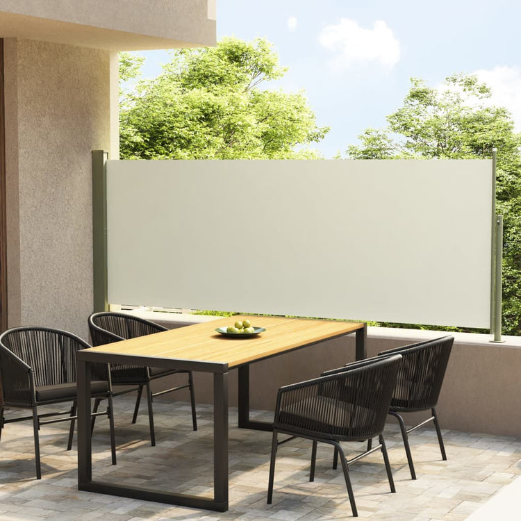 VidaXL Tuinscherm uittrekbaar 117x300 cm crème