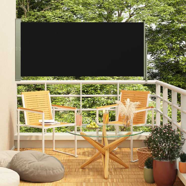 Vidaxl tuinscherm uittrekbaar 140x300 cm zwart