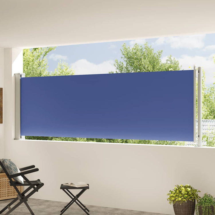 Vidaxl tuinscherm uittrekbaar 117x614 cm blauw