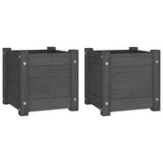 Vidaxl plantenbakken 2 st 31x31x31 cm massief grenenhout grijs - afbeelding 2