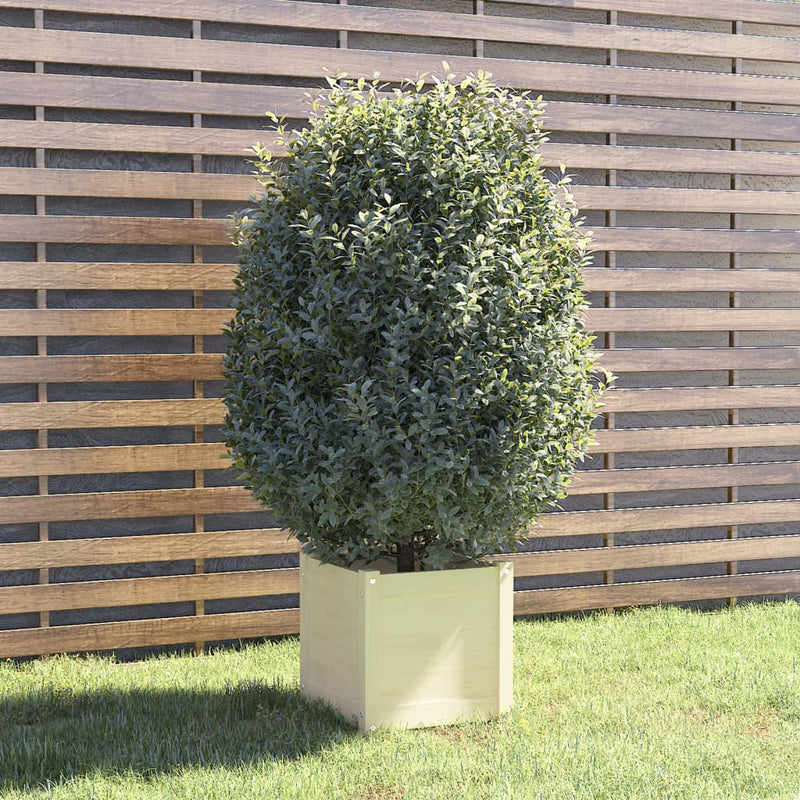 VidaXL Plantenbak 40x40x40 cm massief grenenhout wit