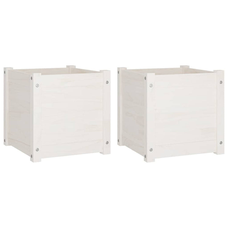 Vidaxl plantenbakken 2 st 40x40x40 cm massief grenenhout wit