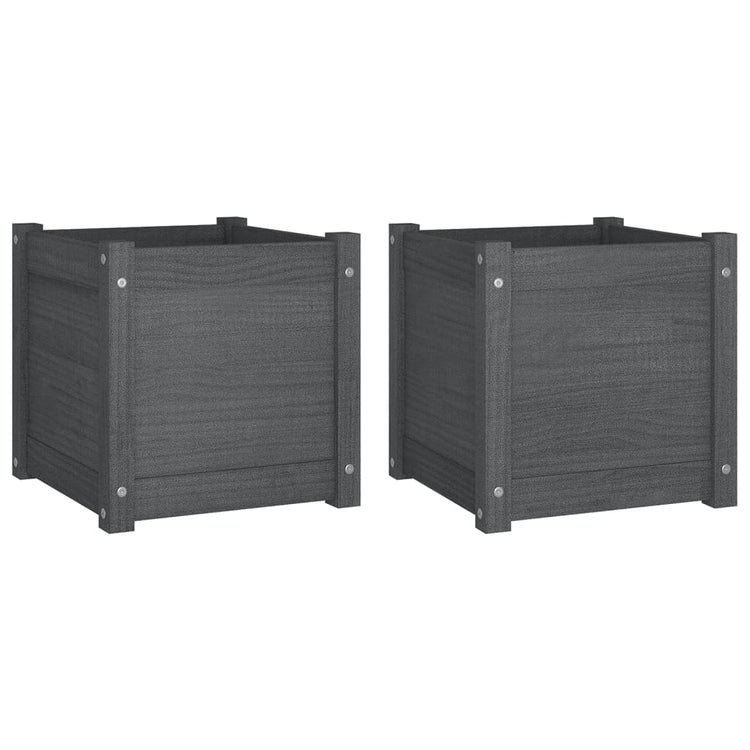 Vidaxl plantenbakken 2 st 40x40x40 cm massief grenenhout grijs