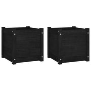 VidaXL Plantenbakken 2 st 40x40x40 cm massief grenenhout zwart - afbeelding 2