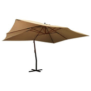 Vidaxl zweefparasol met houten paal 400x300 cm taupe - afbeelding 1