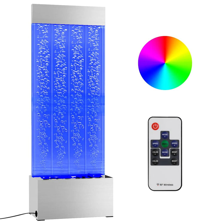 Vidaxl bubbelzuil met rgb led's 110 cm roestvrij staal en acryl