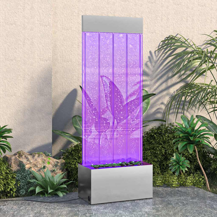 Vidaxl bubbelzuil met rgb led's 110 cm roestvrij staal en acryl
