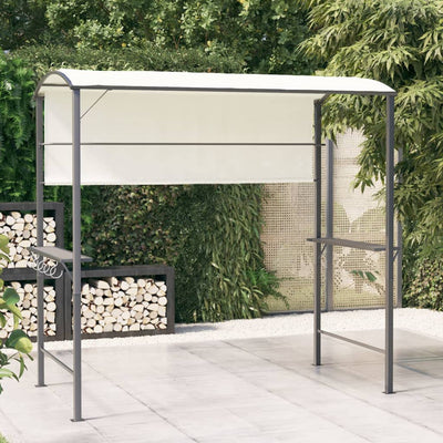 Vidaxl prieel met dak 220x110x200 cm crèmekleurig