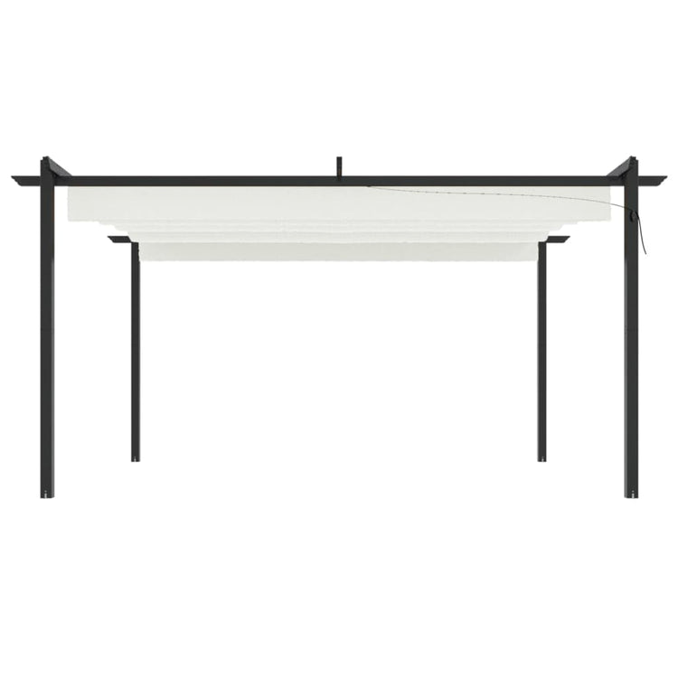 Vidaxl tuinprieel met uittrekbaar dak 4x3 m crèmekleurig