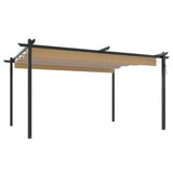 Vidaxl tuinprieel met uittrekbaar dak 4x3 m taupe - afbeelding 2