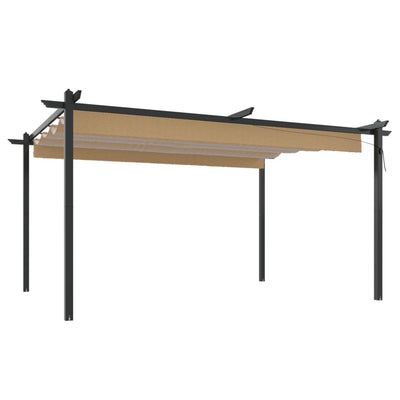 Vidaxl tuinprieel met uittrekbaar dak 4x3 m taupe