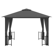 VidaXL Prieel met zijwanden en dubbel dak 3x3 m antracietkleurig - afbeelding 3