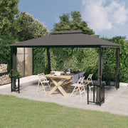 VidaXL Prieel met zijwanden en dubbel dak 3x4 m antracietkleurig - afbeelding 1
