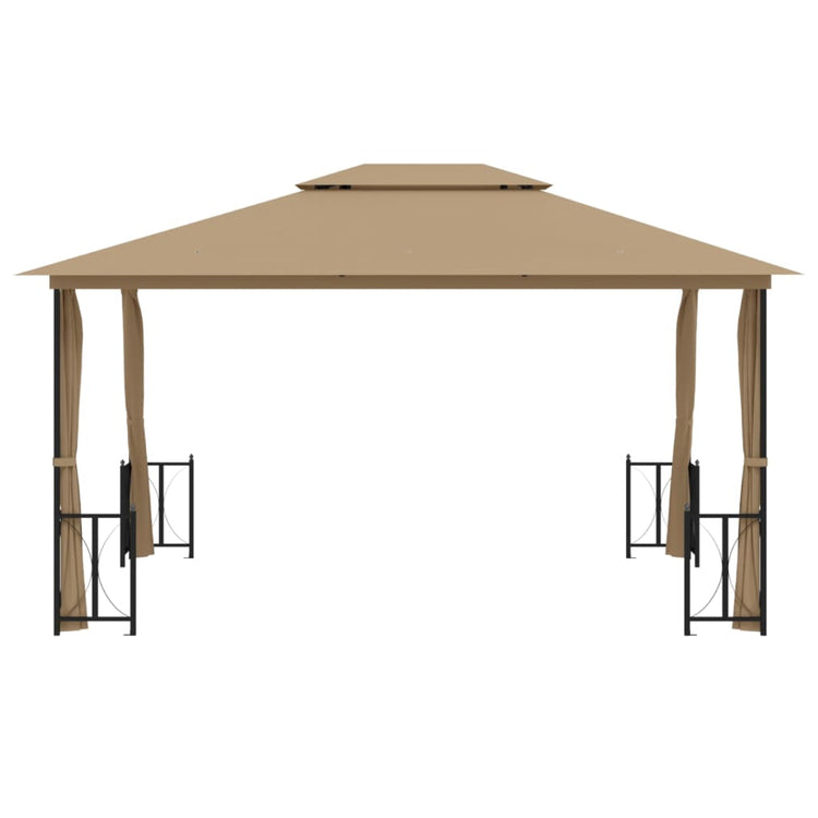 VidaXL Prieel met zijwanden en dubbel dak 3x4 m taupe