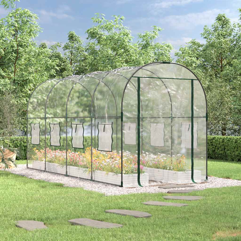 Vidaxl tuinkas 160x400x190 cm pvc en gepoedercoat staal transparant
