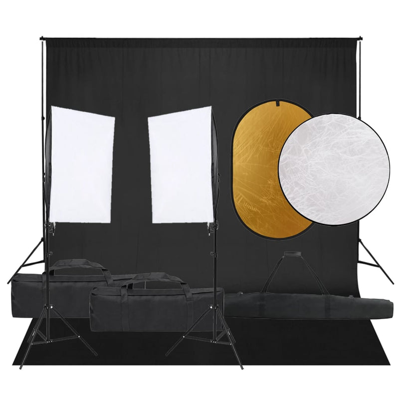 VidaXL Fotostudioset met verlichtingsset, achtergrond en reflector