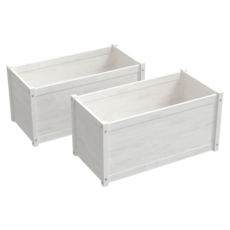 VidaXL Plantenbakken 2 st 100x50x50 cm massief grenenhout wit