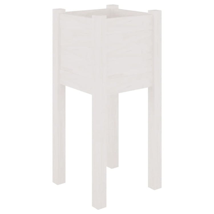 Vidaxl plantenbak 31x31x70 cm massief grenenhout wit