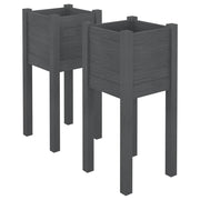 Vidaxl plantenbakken 2 st 31x31x70 cm massief grenenhout grijs - afbeelding 2