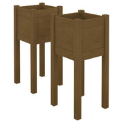 Vidaxl plantenbakken 2 st 31x31x70 cm massief grenenhout honingbruin - afbeelding 2