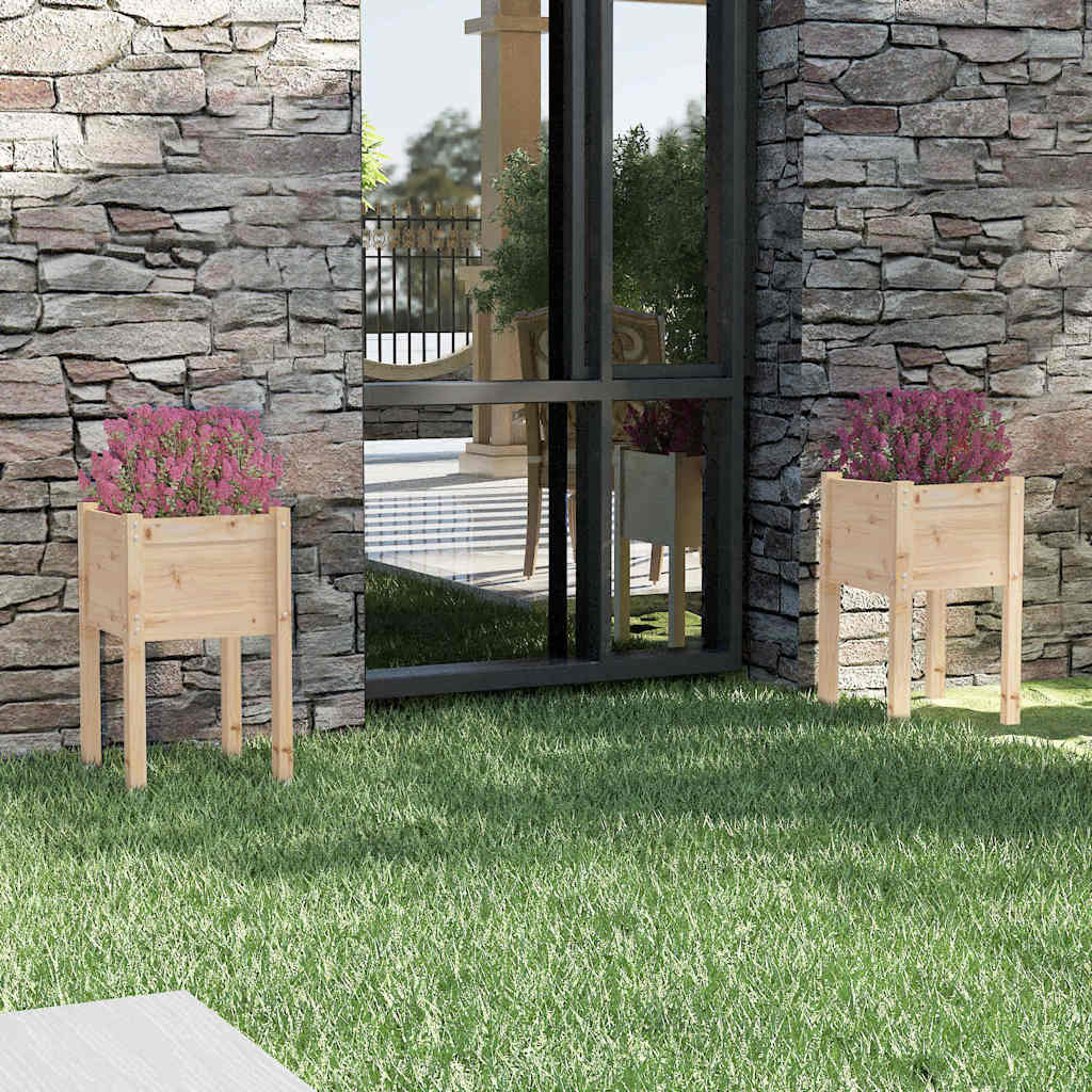 Vidaxl plantenbakken 2 st 40x40x70 cm massief grenenhout