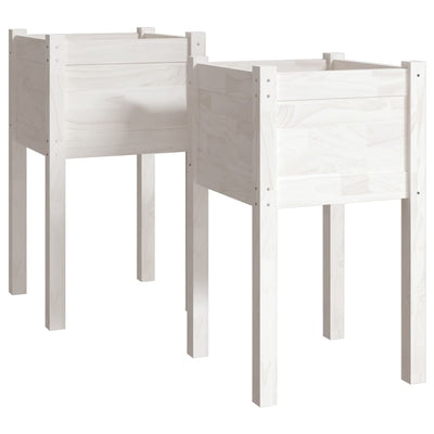 Vidaxl plantenbakken 2 st 40x40x70 cm massief grenenhout wit