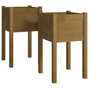 Vidaxl plantenbakken 2 st 40x40x70 cm massief grenenhout honingbruin - afbeelding 2
