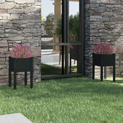 Vidaxl plantenbakken 2 st 40x40x70 cm massief grenenhout zwart - afbeelding 1