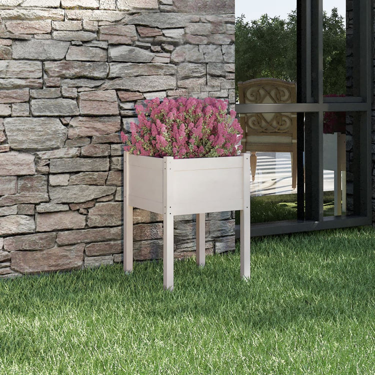 Vidaxl plantenbak 50x50x70 cm massief grenenhout wit