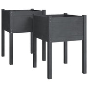 Vidaxl plantenbakken 2 st 50x50x70 cm massief grenenhout grijs - afbeelding 2