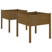 Vidaxl plantenbakken 2 st 70x70x70 cm massief grenenhout honingbruin - afbeelding 2