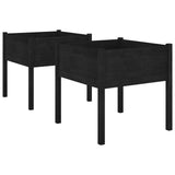 Vidaxl plantenbakken 2 st 70x70x70 cm massief grenenhout zwart - afbeelding 2