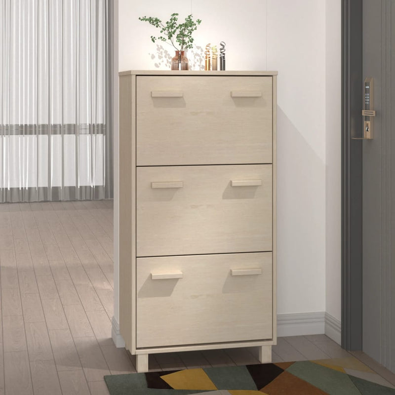 Vidaxl schoenenkast hamar 59,5x35x117 cm grenenhout honingbruin
